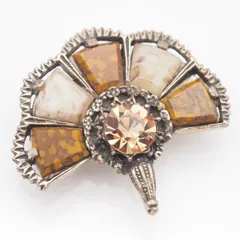 L911 イギリス ヴィンテージ MIRACLE ミラクル ブローチ 天然石風 ゴールド デザイン 英国 アンティーク