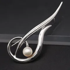L702 淡水真珠 パール SILVER刻印 ブローチ デザイン シルバー コサージュ 6月誕生石