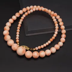 L201 珊瑚 サンゴ 12.4mm珠 ネックレス シルバー デザイン 3月誕生石