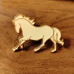【ピンバッジ】馬シルエット②白ホワイト 縁起物　馬術　競馬