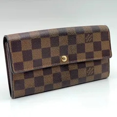 ルイヴィトン ダミエ / ポルトフォイユ サラ N61734 / エベヌ ブラウン 茶色 / 長財布 フラップ