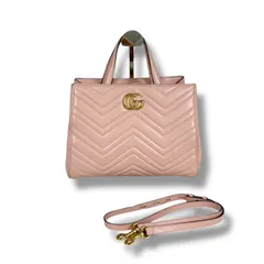 グッチ　GUCCI 2WAY ショルダーバッグ　ハンドバッグ　GGマーモント　ピンク　レザー　キルティング　448054