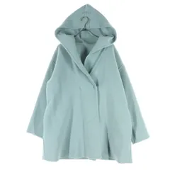 美品 NATURAL BEAUTY BASIC ナチュラルビューティーベーシック 長袖 ショールカラー コート M ブルー フーディー レディース 古着