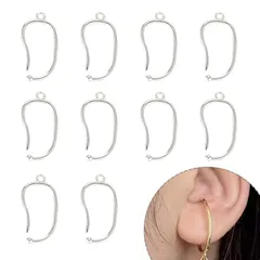 イヤーカフ イヤリング イヤーカフパーツ アレルギー対応 手芸 アクセサリー 部品 DIYイヤーフックパーツ 10個入り (シルバー)