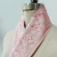 レース半襟 桜柄 ピンク 刺繍 花柄 半衿 和装小物 着物用 振袖 二尺袖 袴 卒業式 成人式 結婚式 前撮り 晴れの日 フェミニン 可愛い 上品 華やか 洗える ポリエステル 和洋ミックス コーディネート アレンジ 簡単着付け