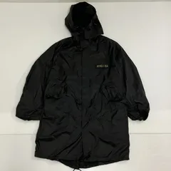 ◆ AVIREX アヴィレックス モッズコート ミリタリー ナイロンジャケット ジップアップ ブラック Lサイズ メンズ 古着 0.95kg
