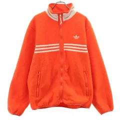 adidas アディダス トレフォイルロゴ フリースジャケット S ネオンオレンジ メンズ 古着