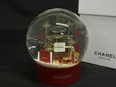 ■新品同様■ CHANEL シャネル 2022年限定 N°5 香水瓶 スノードーム オブジェ 置物 インテリア アイボリー系×レッド系 FH5275