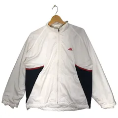 90's vintage 90年代 ヴィンテージ adidas アディダス ライトアウター ナイロンジャケット ドローコード ワンポイント刺繡 Thailand製 Mサイズ ホワイト