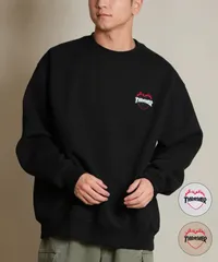 【ムラスポ公式】新品 THRASHER スラッシャートレーナー スウェット メンズ クルーネック フレイムロゴ ハート ワンポイント 刺繍 裏起毛 254TH1TR064