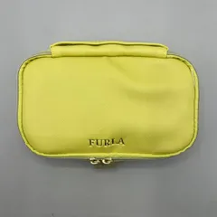 未使用級　FURLA フルラ　アクセサリーケース　化粧ポーチ　コスメ　マルチポーチ　バニティ　小物入れ　収納　ロゴ　黄色　イエロー