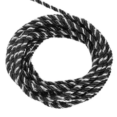 uxcell ツイ ストコードトリム 5ヤード5mm 3プライツイ ストブレードロープ光沢のある糸クラフトギフトバッグカーテンクリスマスデコレーション ブ ラ ック＆シルバー - 5m