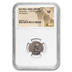 バクトリア AR ドラクマ メナンドロス (紀元前165-130年) VF NGC