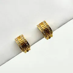 美品 Dior CDロゴ ラインストーン イヤリング ゴールド 2個1組 クリスチャン ディオール  Christian Dior ヴィンテージ