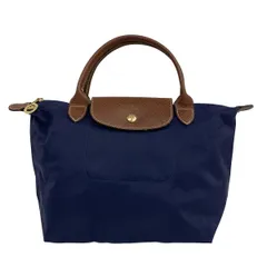 LONGCHAMP(ロンシャン) ハンドバッグ ル・プリアージュオリジナル ネイビー×ブラウン 折りたたみ レザー