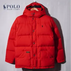ポロラルフローレン Polo by Ralph  Lauren ダウンジャケット S 相当 表記 L レッド ユニセックス ロゴ刺繍 ワンポイント ストリート アメカジ Y2K 古着 Y031