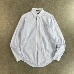 USA製 90s Vintage Polo by Ralph Lauren L/S BD Shirt ポロバイラルフローレン 長袖 ボタンダウン シャツ ワンポイント刺繍 ヴィンテージ ビンテージ ブルー メンズ