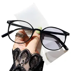 超軽量 紫外線カット パソコン用メガネ 変色 ウェリントン 調光レンズ おしゃれ 度なし レディース 伊達メガネ メガネ メンズ ブルーライトカット B1238 [FEISEDY]