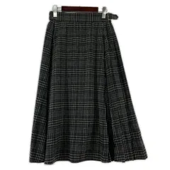 grove グローブ チェック柄 フレア プリーツスカート sizeM/グレー×ブラック
