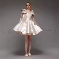 2025春新作 黒＆象牙白 パーティードレス ミニ丈 Aライン ワンピース