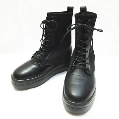 MUUM ムーム 厚底レースアップ ニットブーツ Lサイズ 24cm 黒 ブラック 靴 レディース E484LF