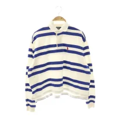 ポロ バイ ラルフローレン Polo by Ralph Lauren ラガーシャツ ポロシャツ 長袖 ボーダー柄 XS ホワイト ブルー /DF
