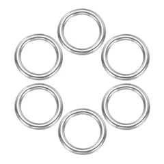 uxcell 1.7インチのメタルOリング シルバー溶接された丸いリングバックル ステンレススチール製のハードウェアバッグリング 財布 縫製キーチェーンベルト 犬の首輪用 6個入り