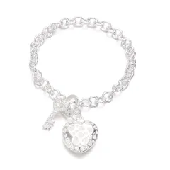 y2k ハート シルバー チェーンブレスレット マンテル 大ぶり 可愛い 韓国アクセ