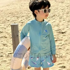 キッズ 水着 男の子 長袖 ラッシュガード 子供 セパレート 3点セット ベビー水着 男児 スクール水着 子供用 こども みずぎ かわいい 赤ちゃん 90 100 110 120 130