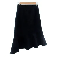 アクアガール aquagirl マーメイドスカート フレアスカート ミモレ丈 アシンメトリー 36 S 紺 ネイビー /HO5