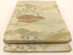 平和屋着物◎六通柄　京袋帯　御所解花文　金銀糸　正絹　逸品　BAAV7412yc