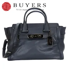 【中古】 コーチ ハンドバッグ スワッガー キャリーオール 37732 レザー ネイビー 2WAY 斜め掛け ショルダー 普段使い レディース 女性 COACH