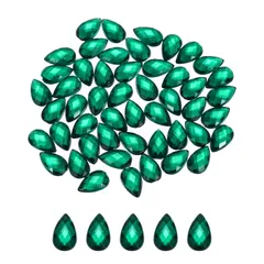 uxcell 100粒 アクリルストーン ラインストーン 6x10mm ティアドロップジェム フラットバック 水晶 人工ダイヤモンド 縫製 ビーズ パーツ クラフト きらきら アクセサリー 舞台化粧 顔 衣類 スマホ DIY 装飾用 緑