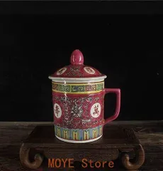 景徳鎮 粉彩手画緑万寿無疆茶蓋杯ボス杯 事務杯 茶道具 現代工芸品 美術品 置物