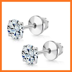 【新品】 Limerencia モイッサナイトピアス 金属アレルギー対応 ピアス 2個セット、チタンピアス Dカラド VVS1モアサナイト ネジ式 軟骨ピアス セカンド 敏感な耳のための(シルバー,6 mm) 1