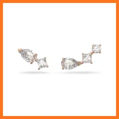 【新品】 【公式】【スワロフスキー】Mesmera スタッドピアス, アシンメトリーデザイン, ホワイト, ローズゴールドトーン・プレーティング 0