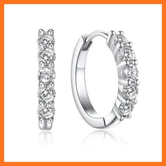 【新品】 MomentWish フープピアス レディース マンズ モアッサナイト プラチナピアス 金属アレルギー対応 シルバー925 人工ダイヤモンド フープイヤリング 誕生日 記念日 プレゼント（0.5ct*2-5石） 1