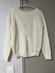 斜めボーダー アイボリー ニット