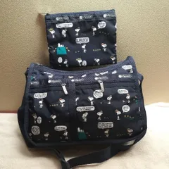ネイビー　ショルダーバッグ　レスポートサック スヌーピー