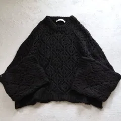 ZARA ニット セーター 透かし編み ウール混 ローゲージ ゆったり オーバーサイズ ブラック 黒 Mサイズ クルーネック ザラ