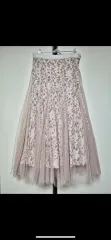 ピンク ベージュ レース チュール ロング丈スカート