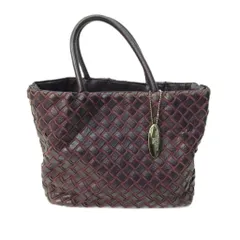 ニナリッチ NINA RICCI 編み込み トートバッグ 皮革 ロゴチャーム 紫 パープル