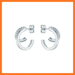 【新品】 Ted Baker (テッドベーカー) レディース Helias ダブル フープ クリスタル ピアス イヤリング (シルバー／クリスタル) 0