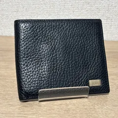 dunhill ダンヒル レザー 二つ折り財布 ブラック 黒 シボ革 ロゴプレート メンズ ウォレット ビジネス カジュアル