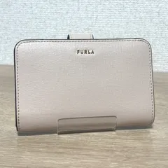 FURLA フルラ レザー 二つ折り 折り財布　ピンクベージュ　ゴールド金具 ロゴ レディース ウォレット フラップ 未使用 保管品
