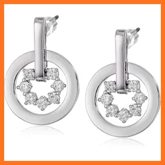 【新品】 スワロフスキー フューザードロップサークルピアスイヤリング One Size グレイ 0