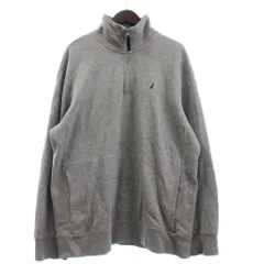 ノーティカ NAUTICA トレーナー スウェット ハーフジップ 長袖 裏毛 刺繍 コットン グレー XL