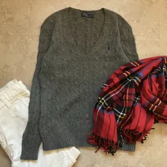 POLO Ralph Lauren カシミヤ混 ケーブル編 ポニー刺繍 グレー M