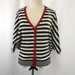 relacher【ルラシェ】ウール/ドルマンカーディガン【レディースF/フリーサイズ/ネイビー/navy/ボーダー柄】Tops/sweater◆BJ125-hのサムネイル