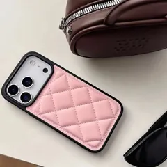 新機種　iPhone17 iPhone17Pro  iPhoneケース　携帯ケース　スマホケース　合皮ケース　キルティングケース　黒　ピンク